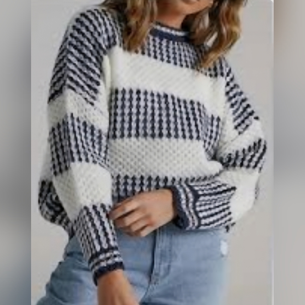 Pink Diamond Cropped Striped Sweater Women S/M